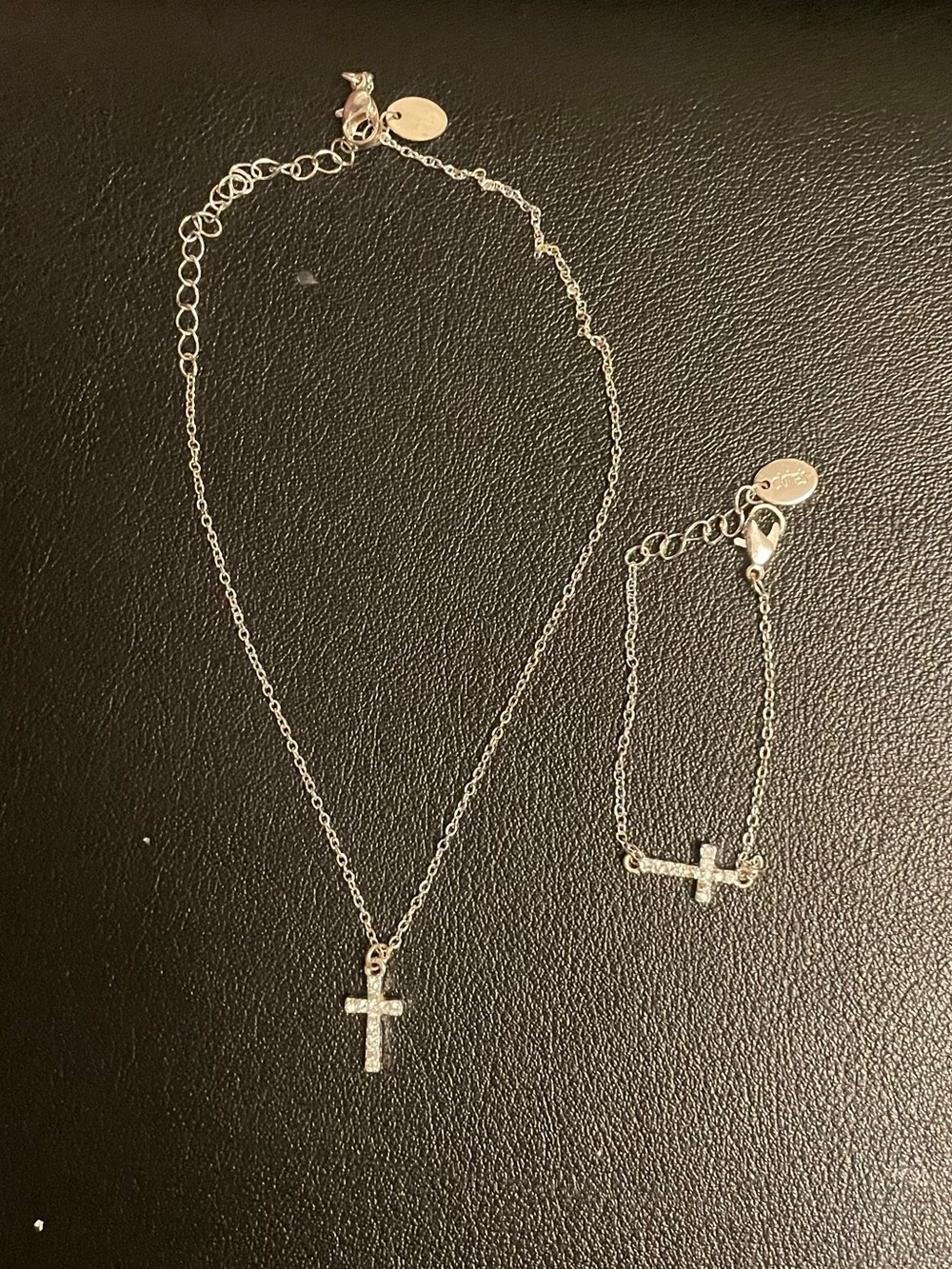 Claire’s Silver Cross Kids Necklace and Bracelet Set